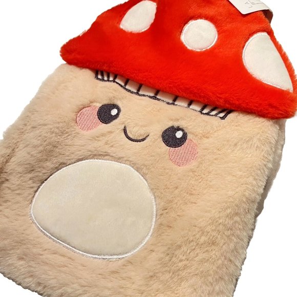 Mushroom Hot Water Bottle Cute Soft Fuzzy Plush Warm Water Bag Heat Relief New - Picture 3 of 10